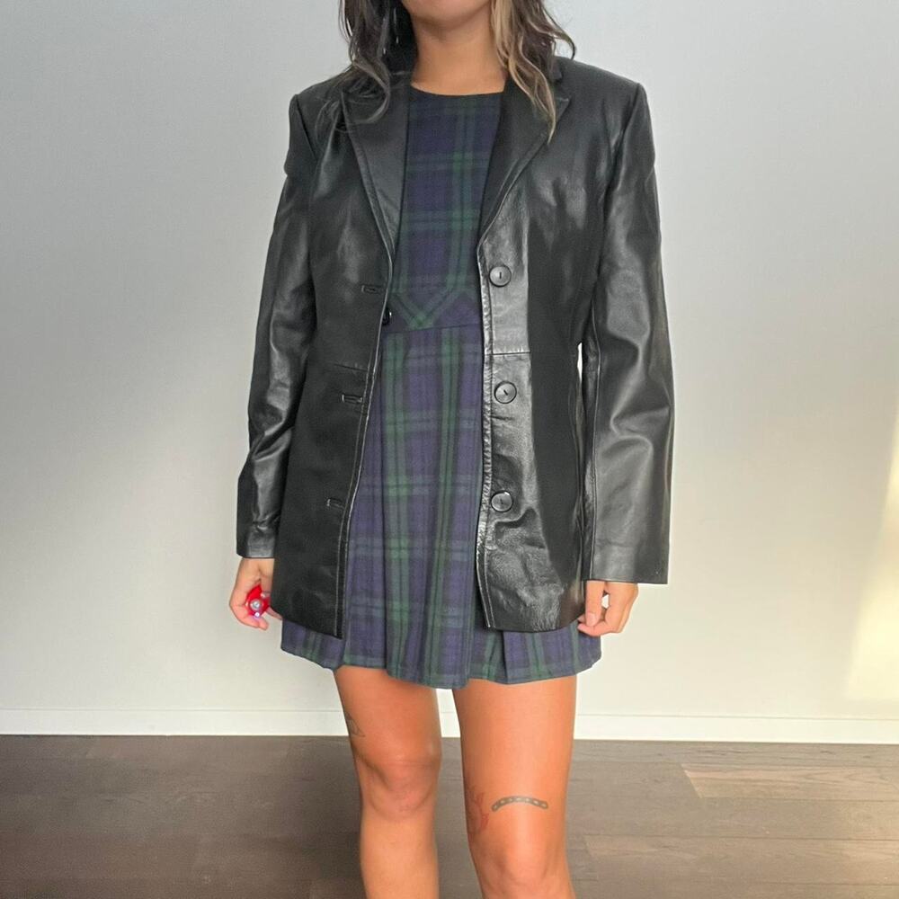 Black genuine leather jacket black